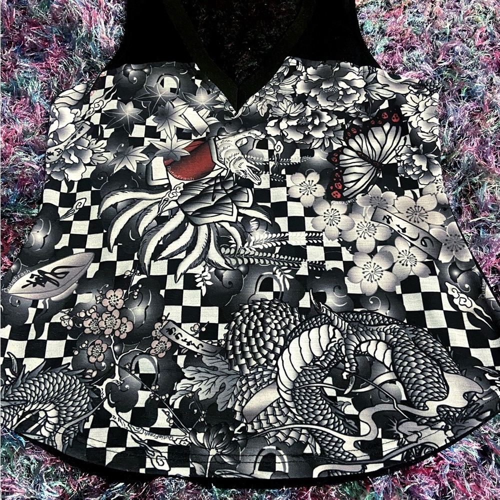 Qutie Frash Cyber Wear Black and White Graphic Tank Top
